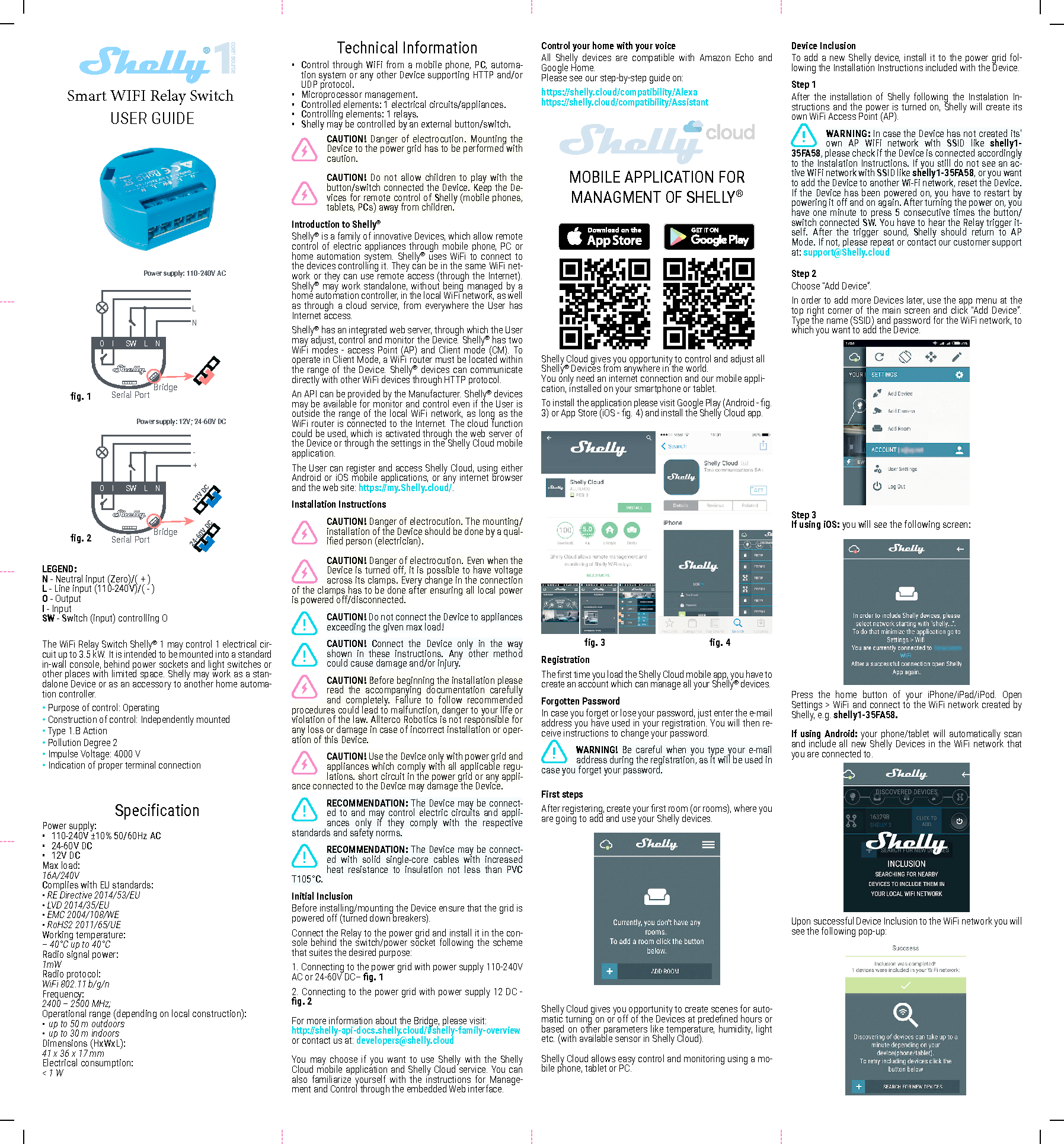 Allterco Robotics SHELLY1 Smart WIFI Relay Switch User Manual