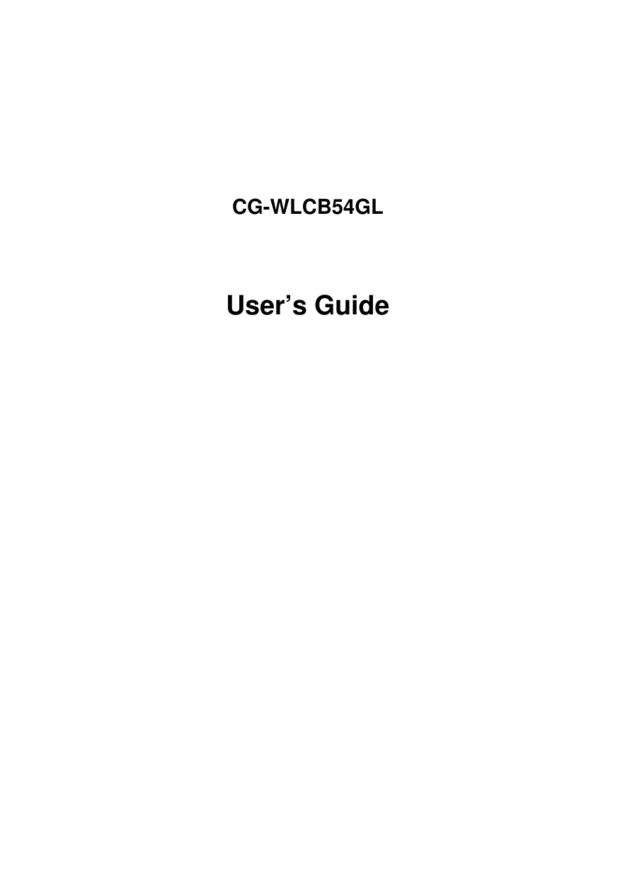      CG-WLCB54GL      User’s Guide                  