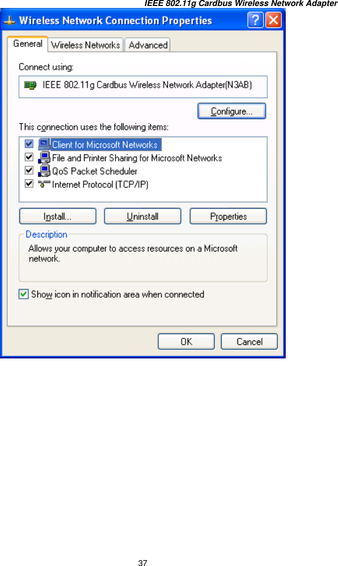 IEEE 802.11g Cardbus Wireless Network Adapter 37                 