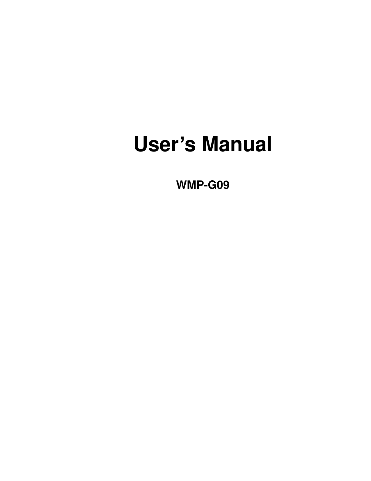   User’s Manual   WMP-G09 