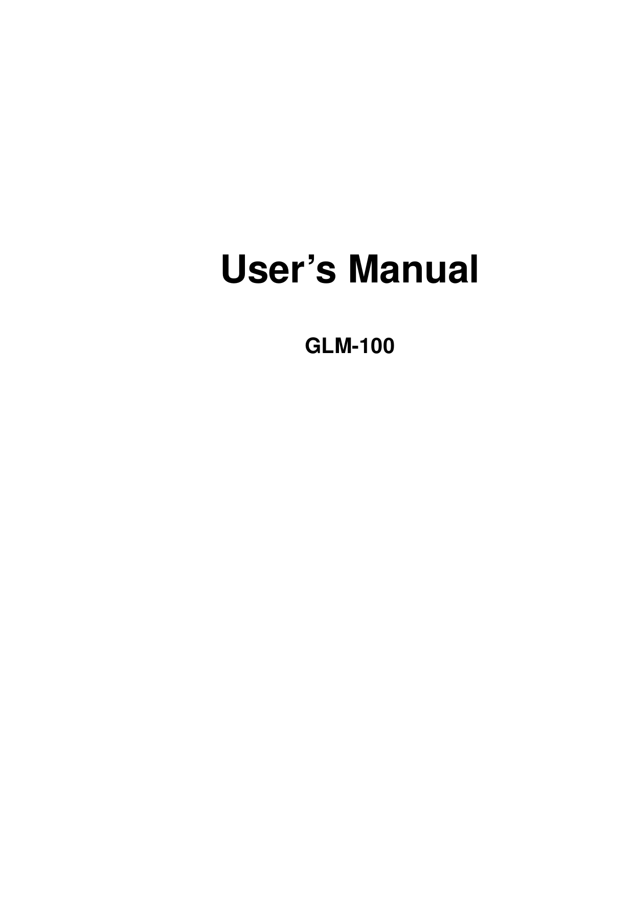   User’s Manual   GLM-100 