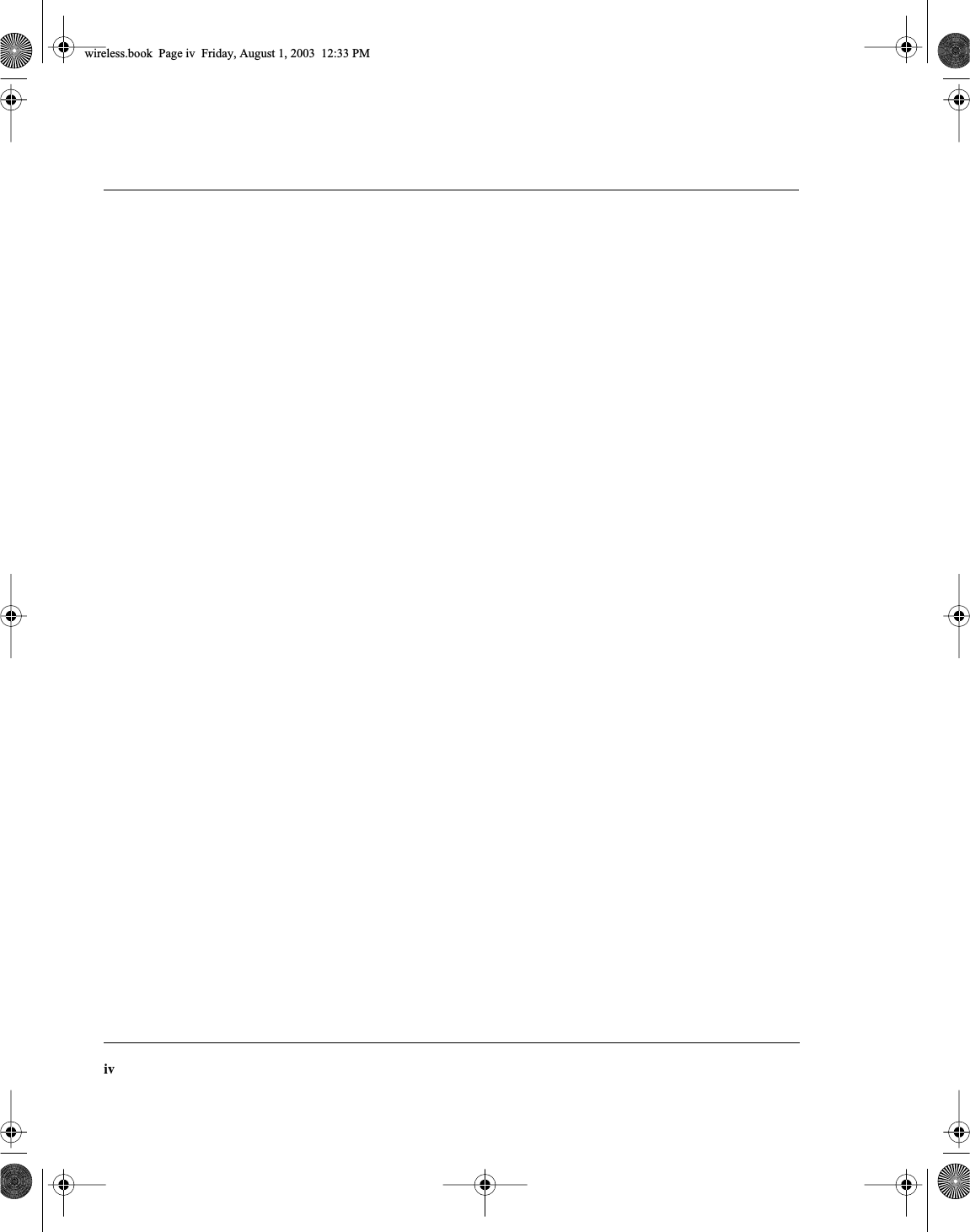  iv wireless.book  Page iv  Friday, August 1, 2003  12:33 PM