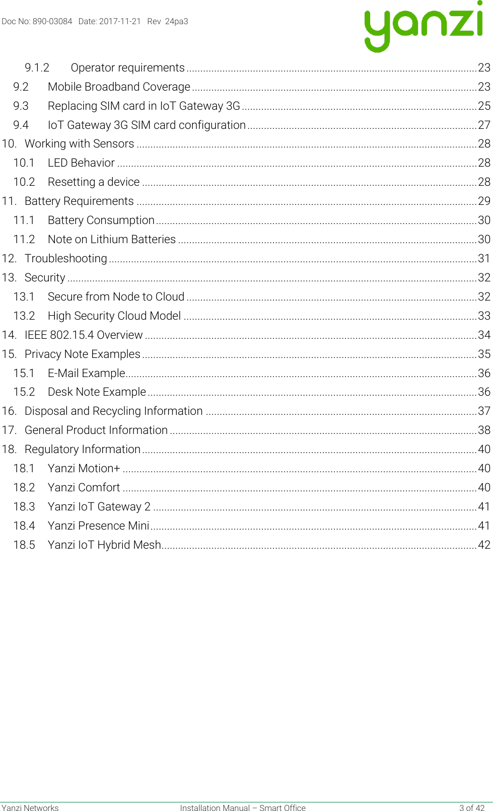 Page 3 of Altacogni DR3-3143 Yanzi Gateway (DR3-3143 ) User Manual  ed1