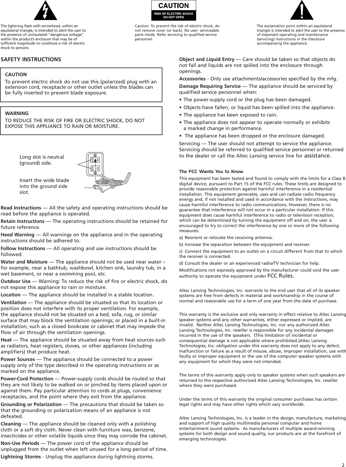 Page 3 of 7 - Altec-Lansing Altec-Lansing-2100-Users-Manual- A7606 REV05.QRK  Altec-lansing-2100-users-manual
