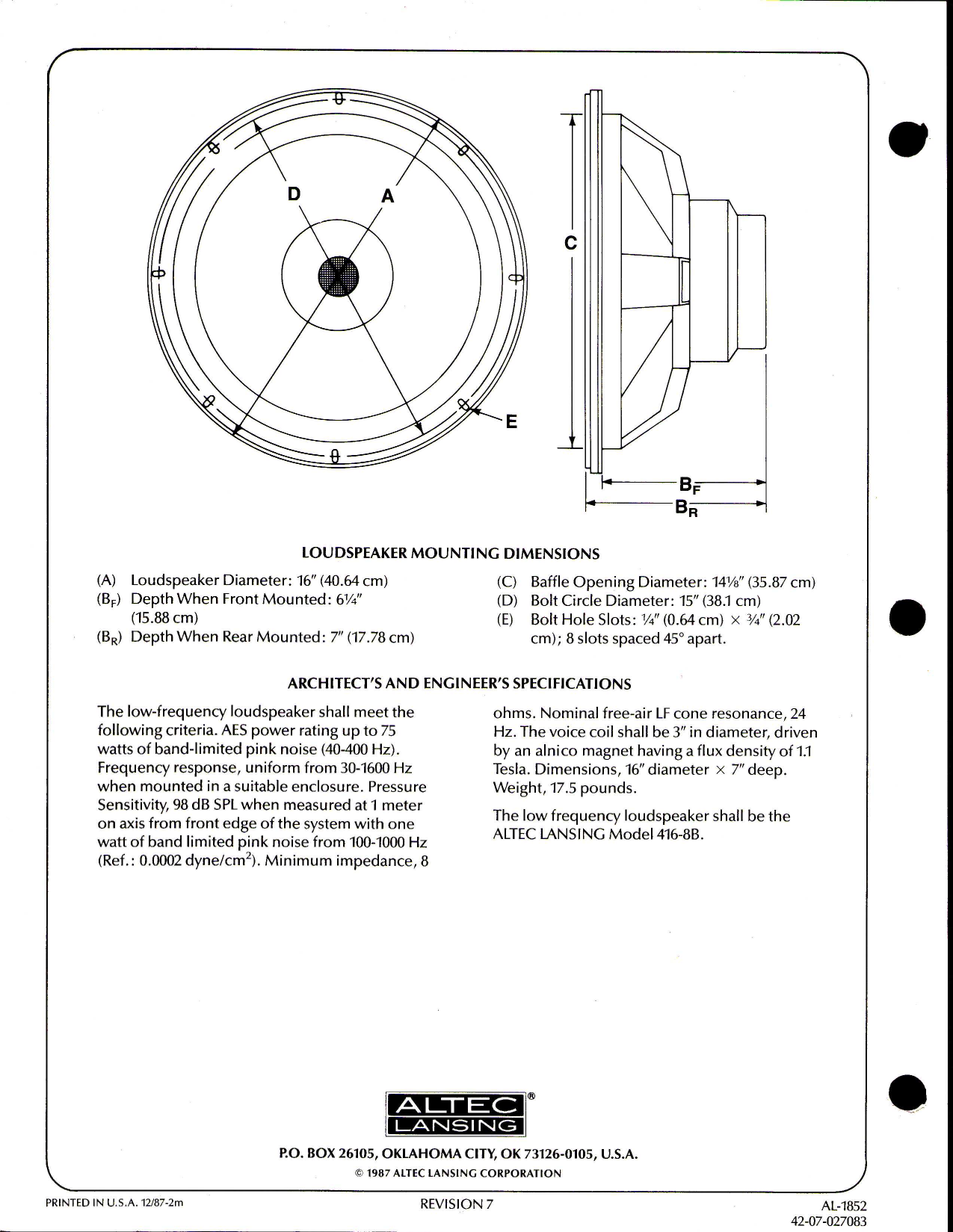 Page 2 of 2 - Altec-Lansing Altec-Lansing-416-8B-Users-Manual-  Altec-lansing-416-8b-users-manual