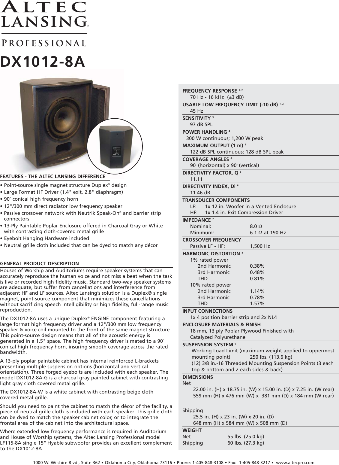 Page 1 of 4 - Altec-Lansing Altec-Lansing-Dx1012-8A-Users-Manual- AP1470 R03 DX1012-8A DS  Altec-lansing-dx1012-8a-users-manual