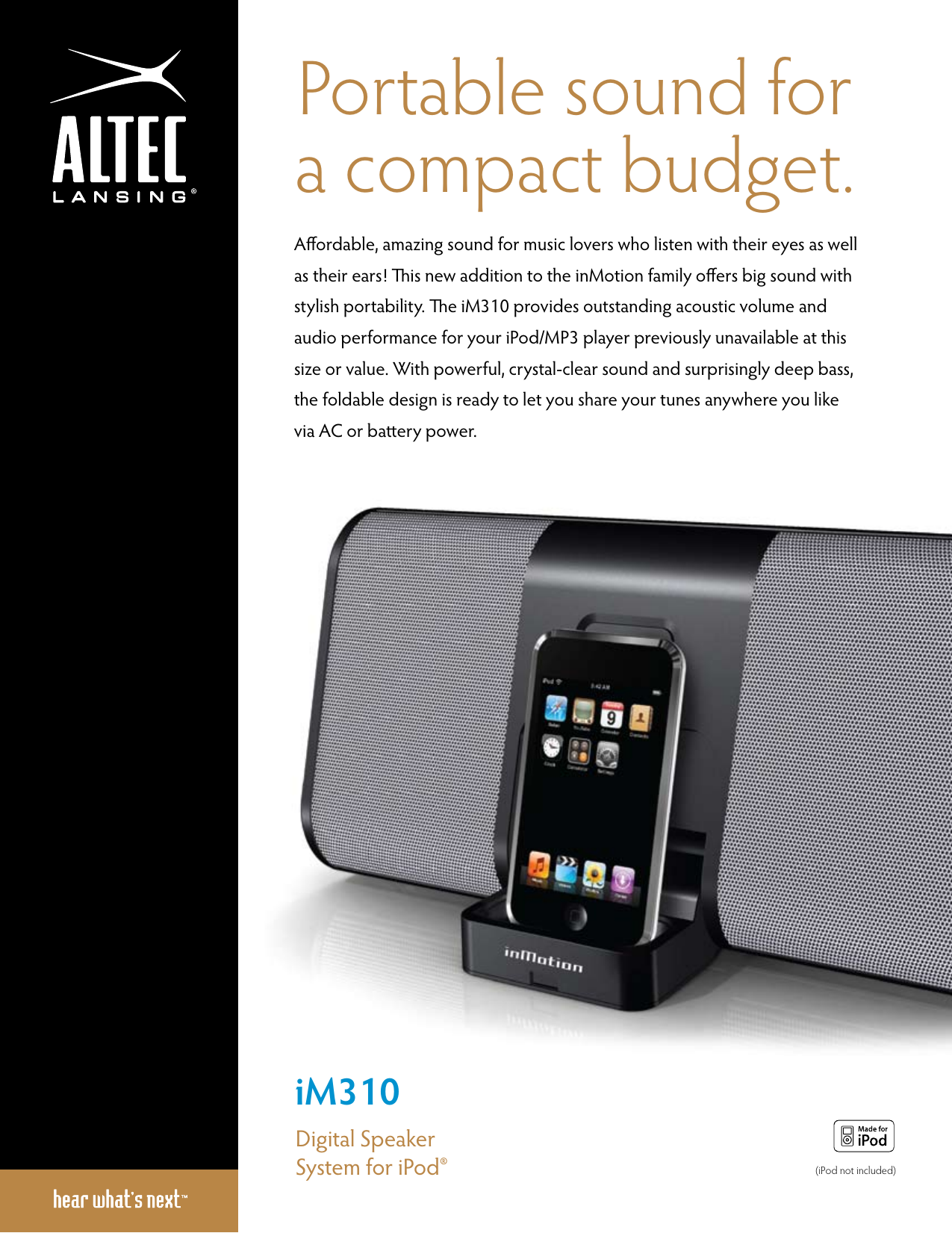 Page 1 of 2 - Altec-Lansing Altec-Lansing-Inmotion-Im310-Users-Manual-  Altec-lansing-inmotion-im310-users-manual