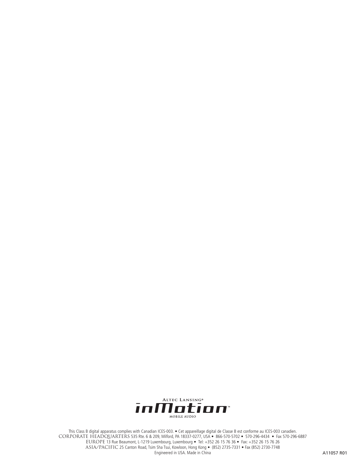 Page 12 of 12 - Altec-Lansing Altec-Lansing-Inmotion-Users-Manual- A11057 R01 US IMT1 MAN  Altec-lansing-inmotion-users-manual