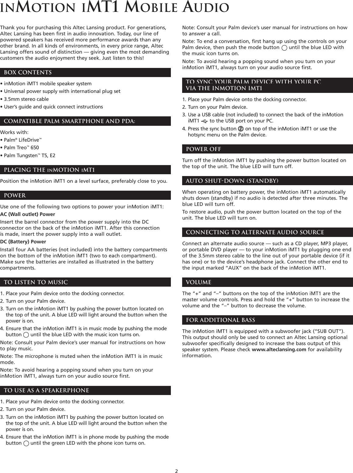 Page 4 of 12 - Altec-Lansing Altec-Lansing-Inmotion-Users-Manual- A11057 R01 US IMT1 MAN  Altec-lansing-inmotion-users-manual