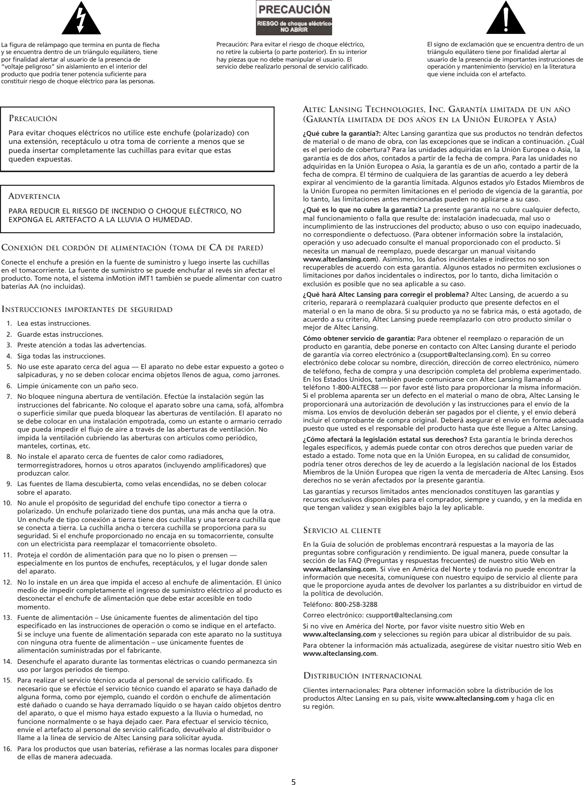 Page 7 of 12 - Altec-Lansing Altec-Lansing-Inmotion-Users-Manual- A11057 R01 US IMT1 MAN  Altec-lansing-inmotion-users-manual