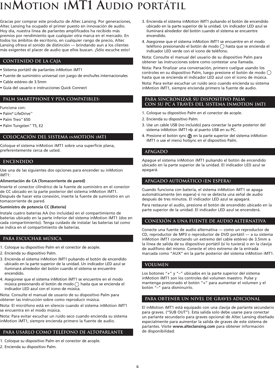 Page 8 of 12 - Altec-Lansing Altec-Lansing-Inmotion-Users-Manual- A11057 R01 US IMT1 MAN  Altec-lansing-inmotion-users-manual