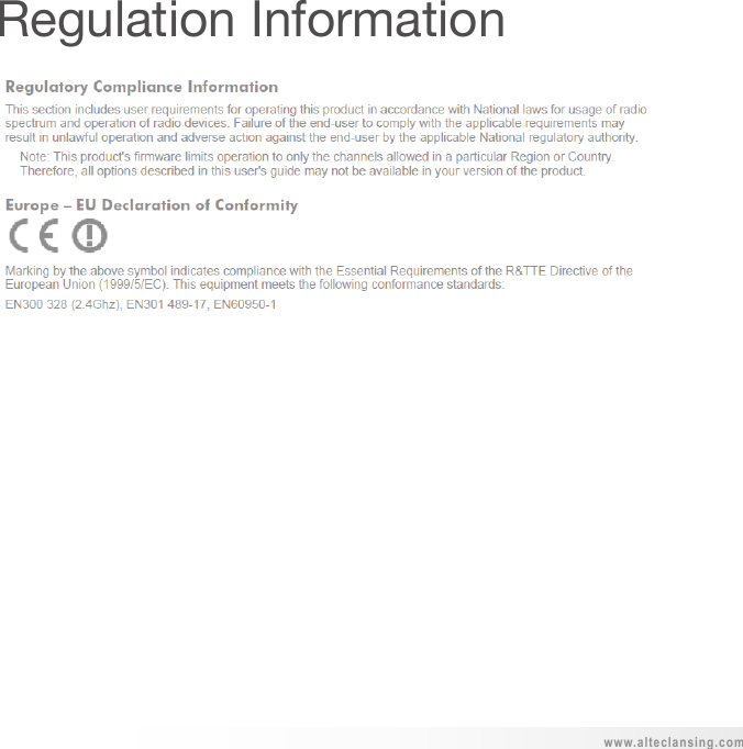 www.alteclansing.comRegulation Information