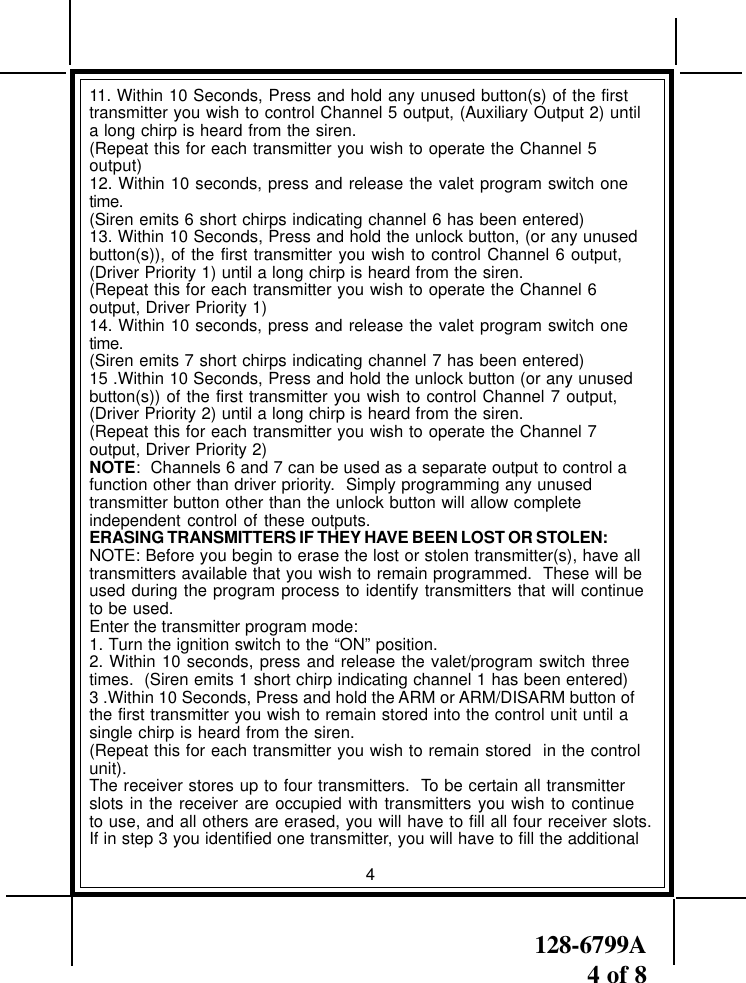 Page 4 of 8 - Altech-Auto-Security Altech-Auto-Security-5Bcr-Users-Manual- 5bcr&bcr03  Altech-auto-security-5bcr-users-manual