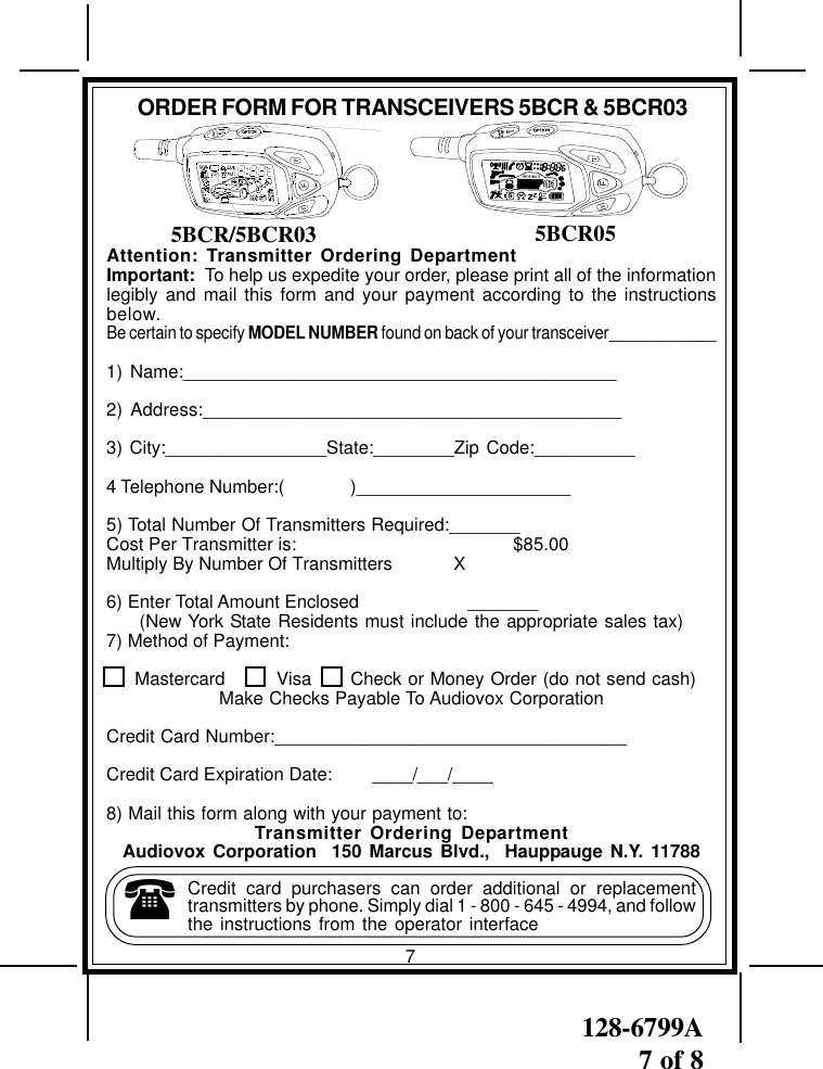 Page 7 of 8 - Altech-Auto-Security Altech-Auto-Security-5Bcr-Users-Manual- 5bcr&bcr03  Altech-auto-security-5bcr-users-manual