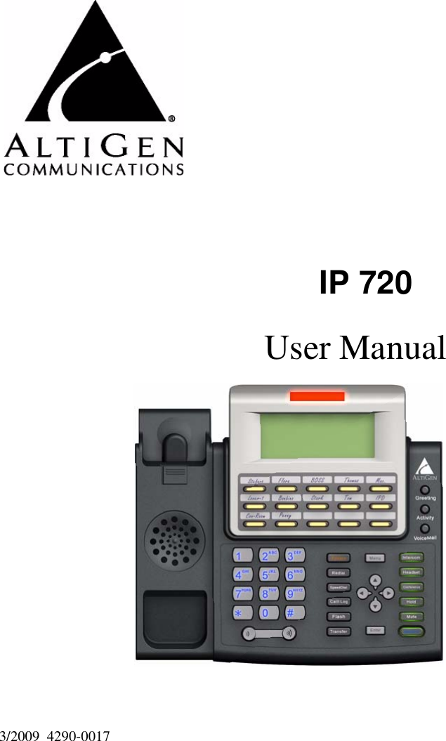 IP 720 User Manual3/2009  4290-0017