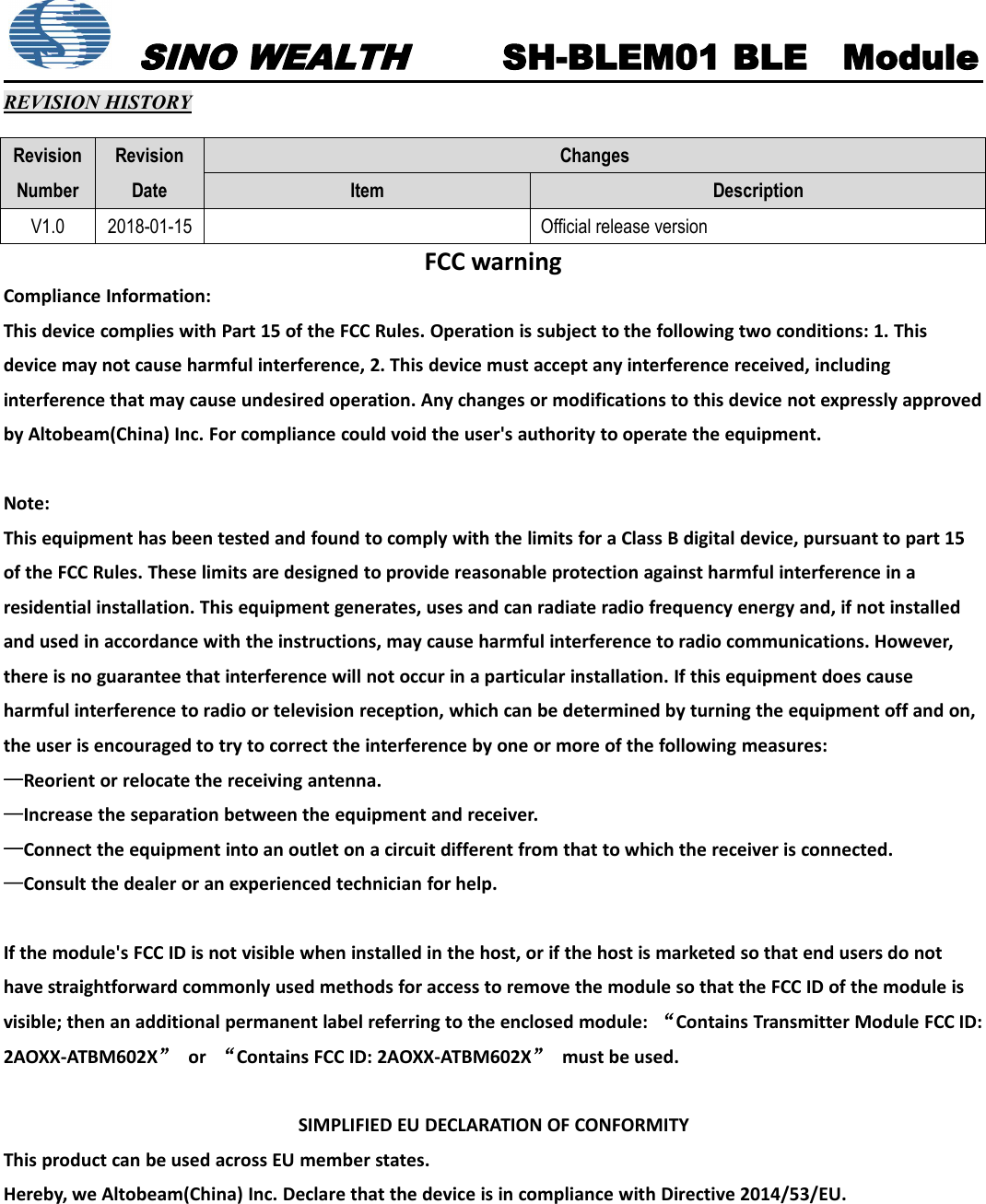 Page 3 of Altobeam ATBM602X WLAN controller User Manual ATBM 602X UM 0309