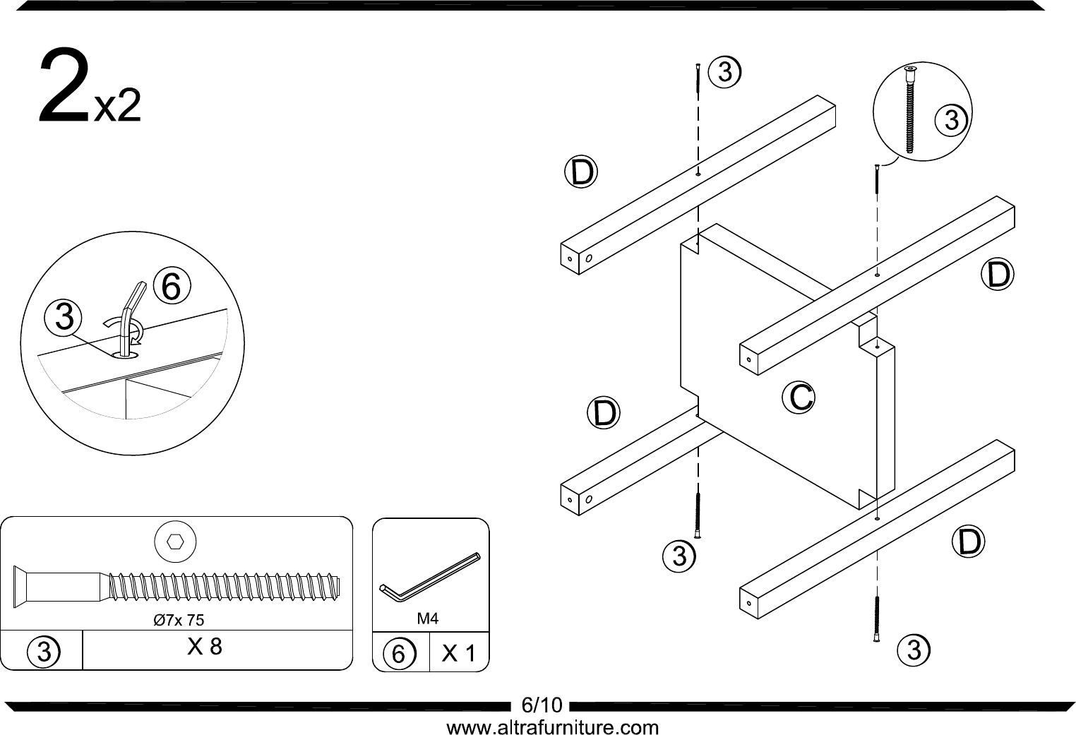 Page 6 of 10 - Altra-Furniture Deluxe-Parsons-Desk-Espresso-Finish-9318496-20Assembly-20Instructions C:\s And Settings\luobo\桌面\AI-B349318096W196 296 396 2011-9-19.dwg