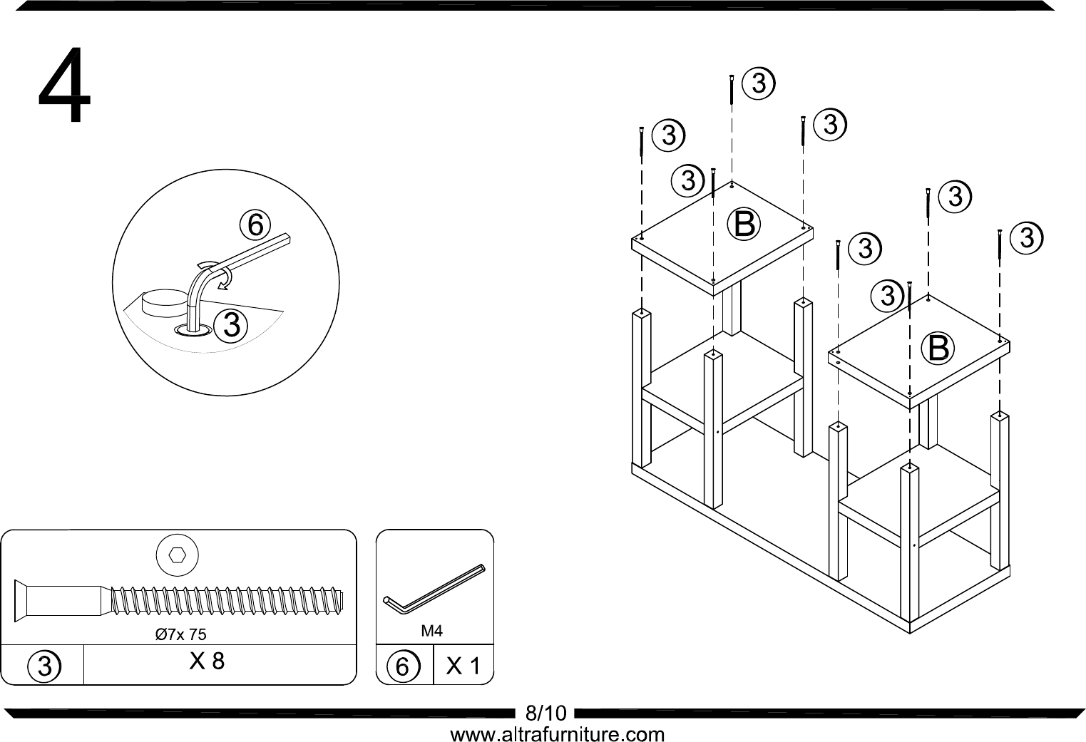 Page 8 of 10 - Altra-Furniture Deluxe-Parsons-Desk-Espresso-Finish-9318496-20Assembly-20Instructions C:\s And Settings\luobo\桌面\AI-B349318096W196 296 396 2011-9-19.dwg