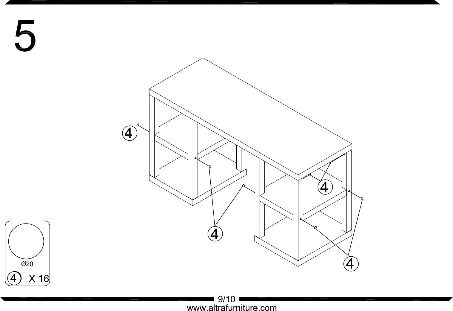 Page 9 of 10 - Altra-Furniture Deluxe-Parsons-Desk-Espresso-Finish-9318496-20Assembly-20Instructions C:\s And Settings\luobo\桌面\AI-B349318096W196 296 396 2011-9-19.dwg