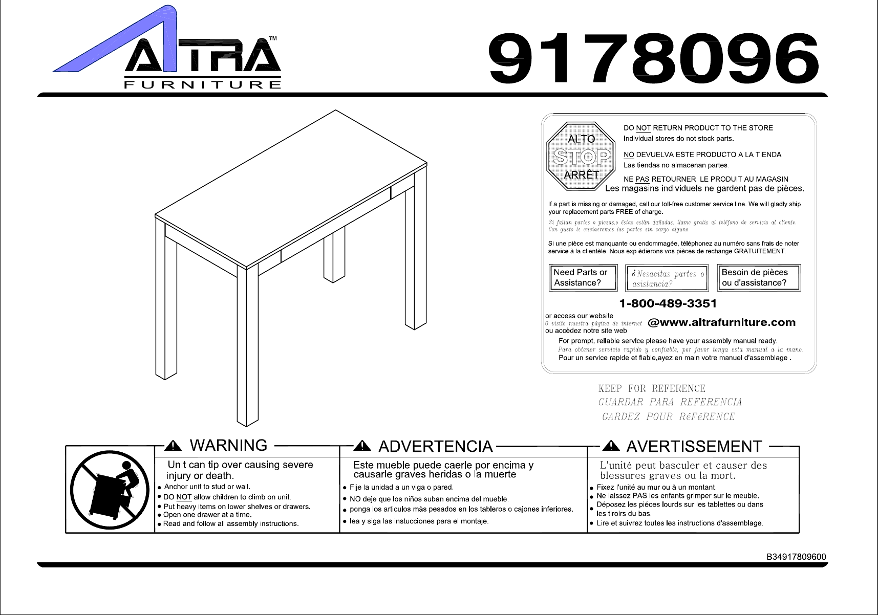 Altra Furniture Parsons Desk With Drawer White Finish 2025 0 Ai