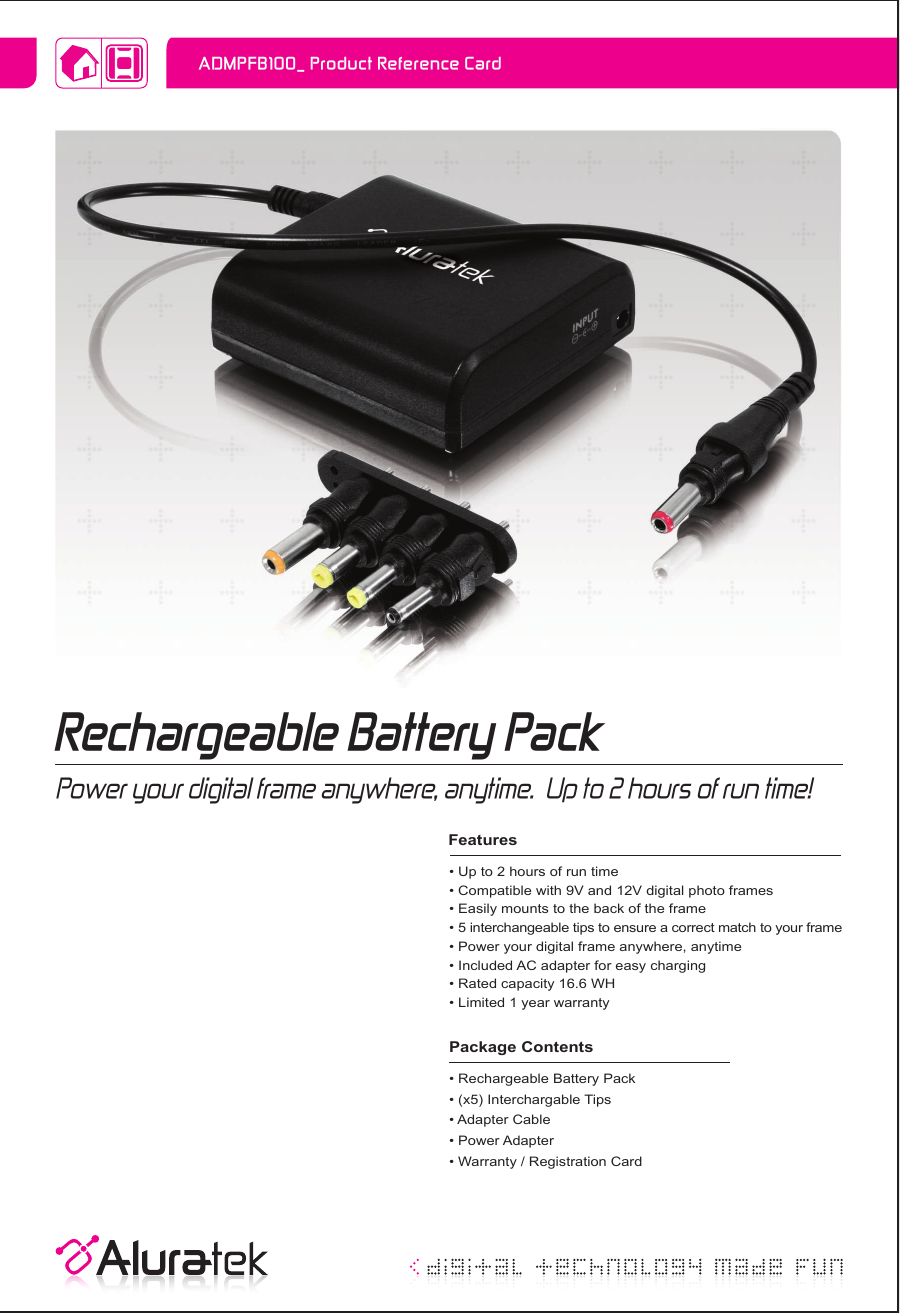 Page 1 of 1 - Aluratek Aluratek-Admpfb100-Users-Manual- ADMPFB100 DS  Aluratek-admpfb100-users-manual