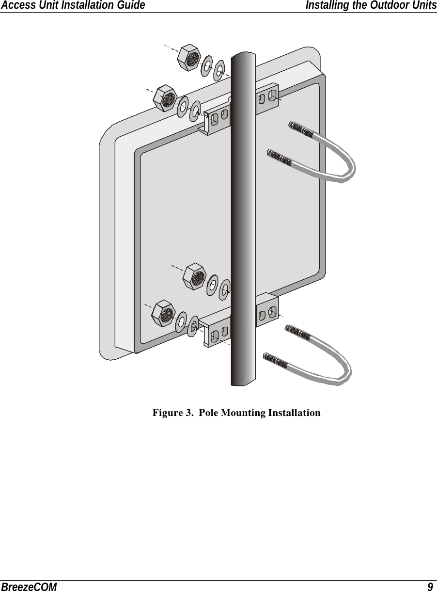 Access Unit Installation Guide Installing the Outdoor UnitsBreezeCOM 9 Figure 3.  Pole Mounting Installation