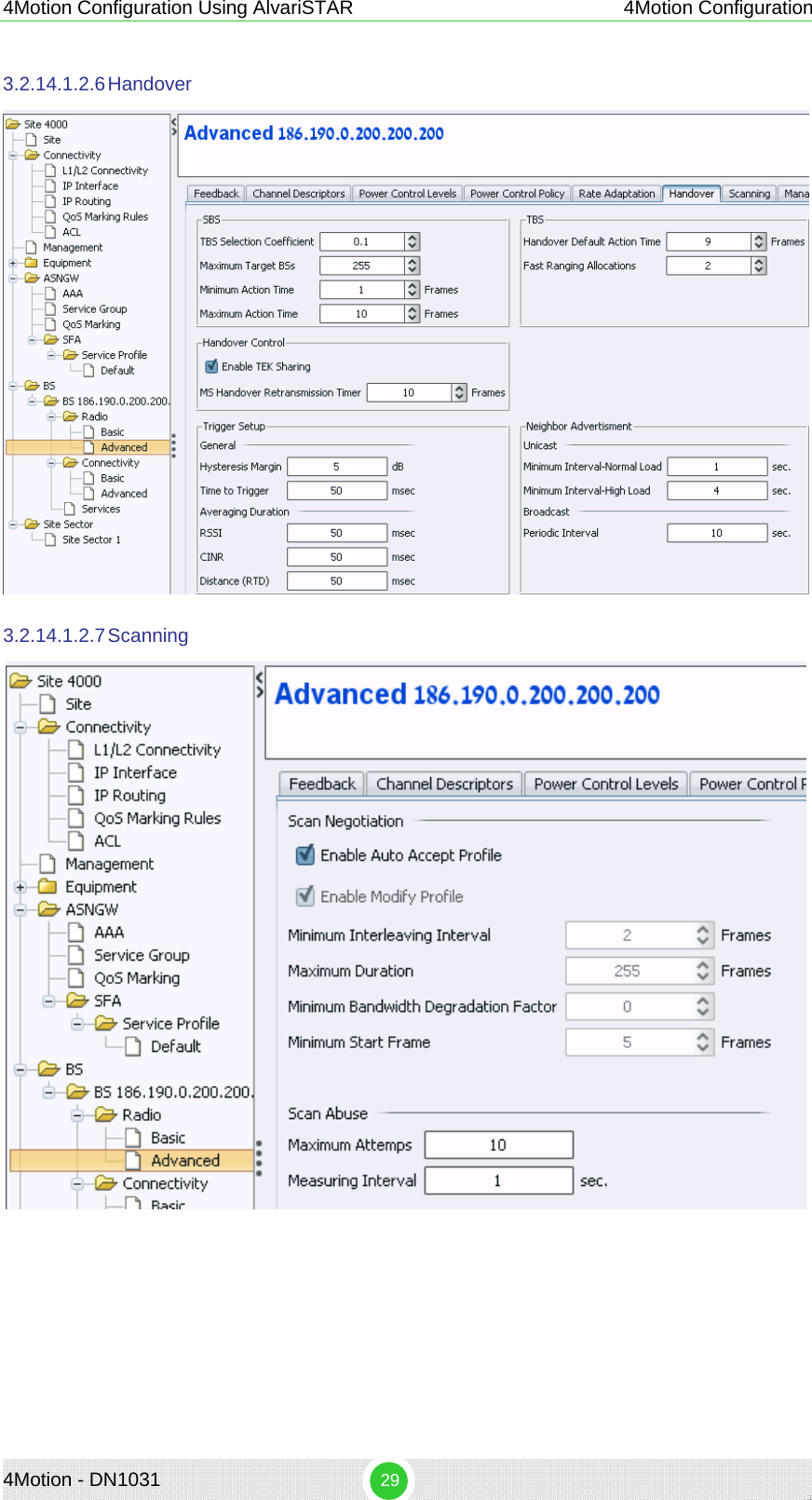 4Motion Configuration Using AlvariSTAR 4Motion Configuration 3.2.14.1.2.6 Handover  3.2.14.1.2.7 Scanning   4Motion - DN1031  29 