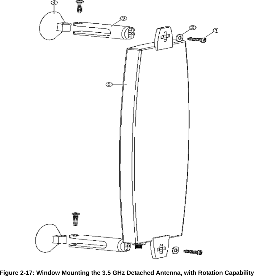 Figure 2-17: Window Mounting the 3.5 GHz Detached Antenna, with Rotation Capability