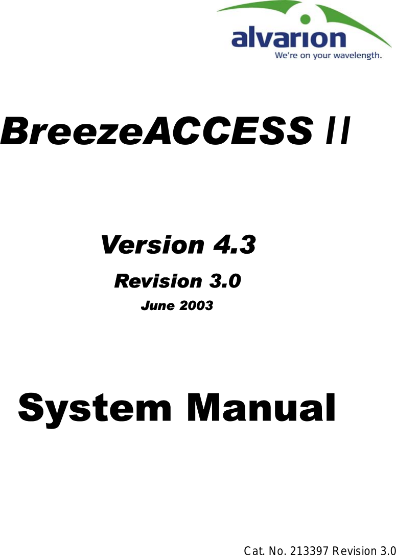 Page 1 of Alvarion Technologies IF-24-SYNC Broadband Wireless Access System User Manual