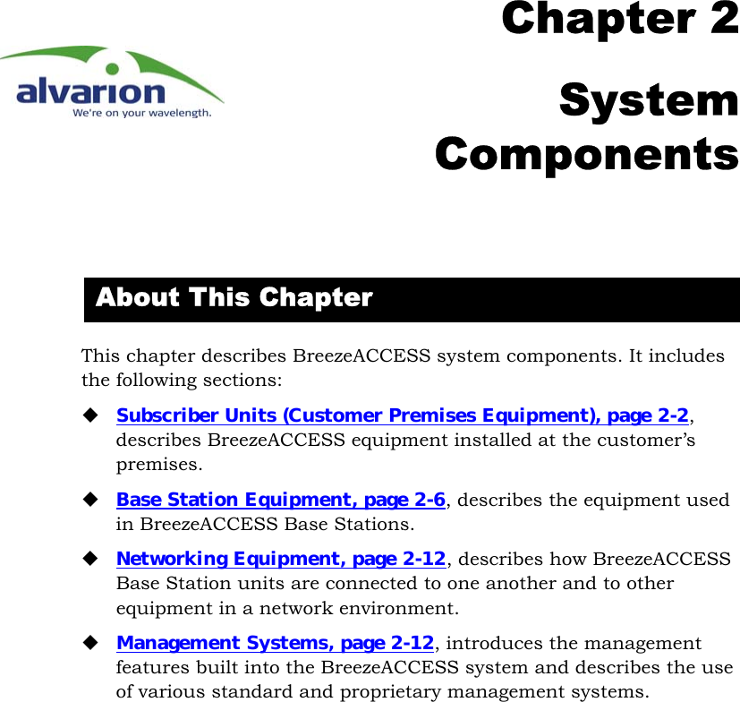 Page 21 of Alvarion Technologies IF-24-SYNC Broadband Wireless Access System User Manual