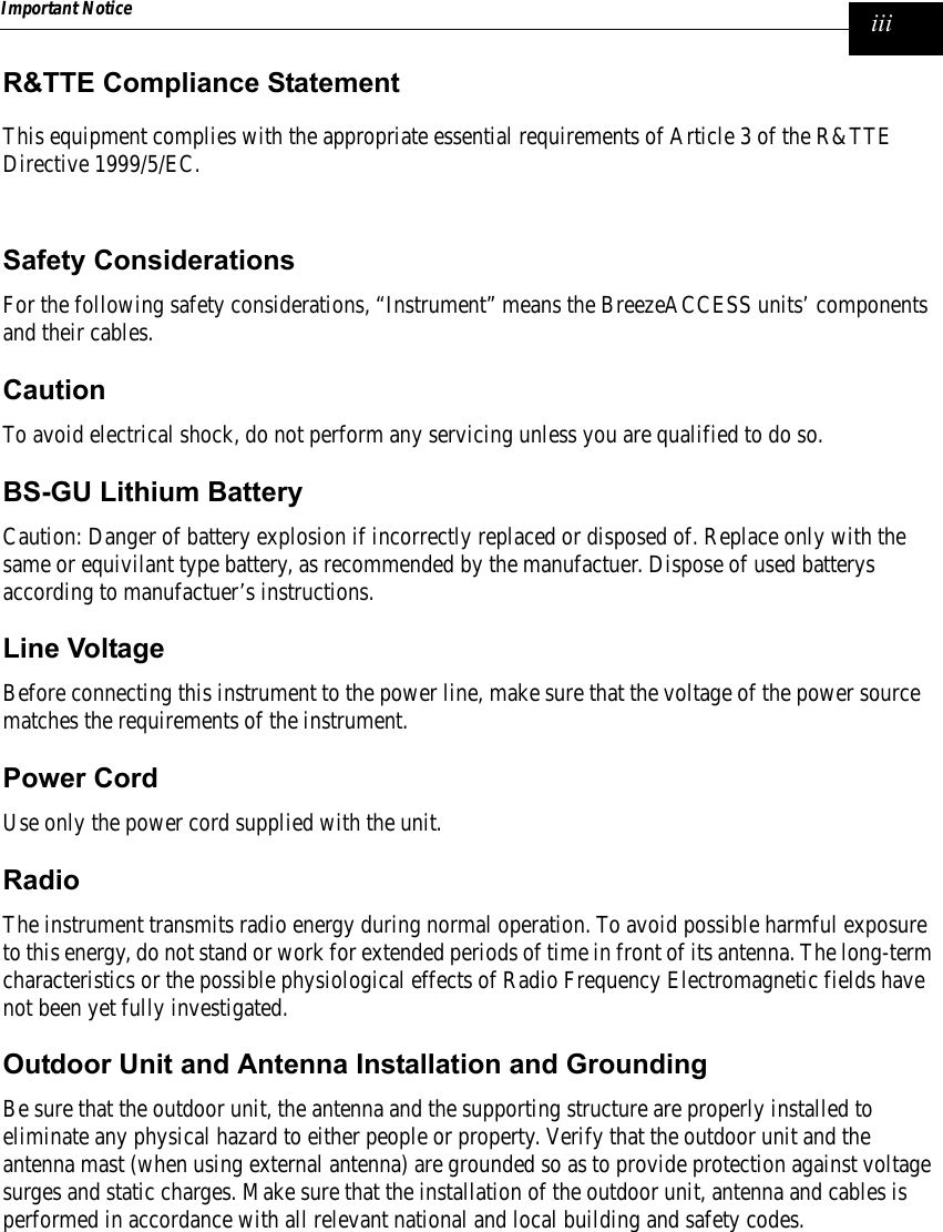 Page 5 of Alvarion Technologies IF-24-SYNC Broadband Wireless Access System User Manual