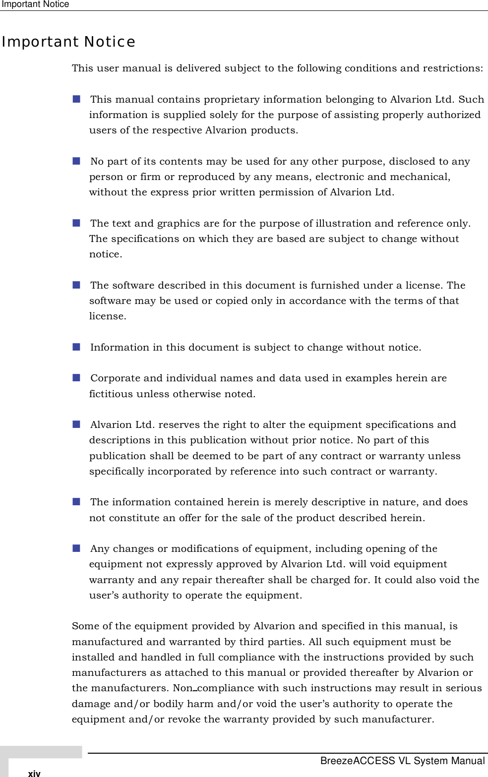 Page 14 of Alvarion Technologies VL-53 Wireless Bridge User Manual Manual 070528 DRAFT4