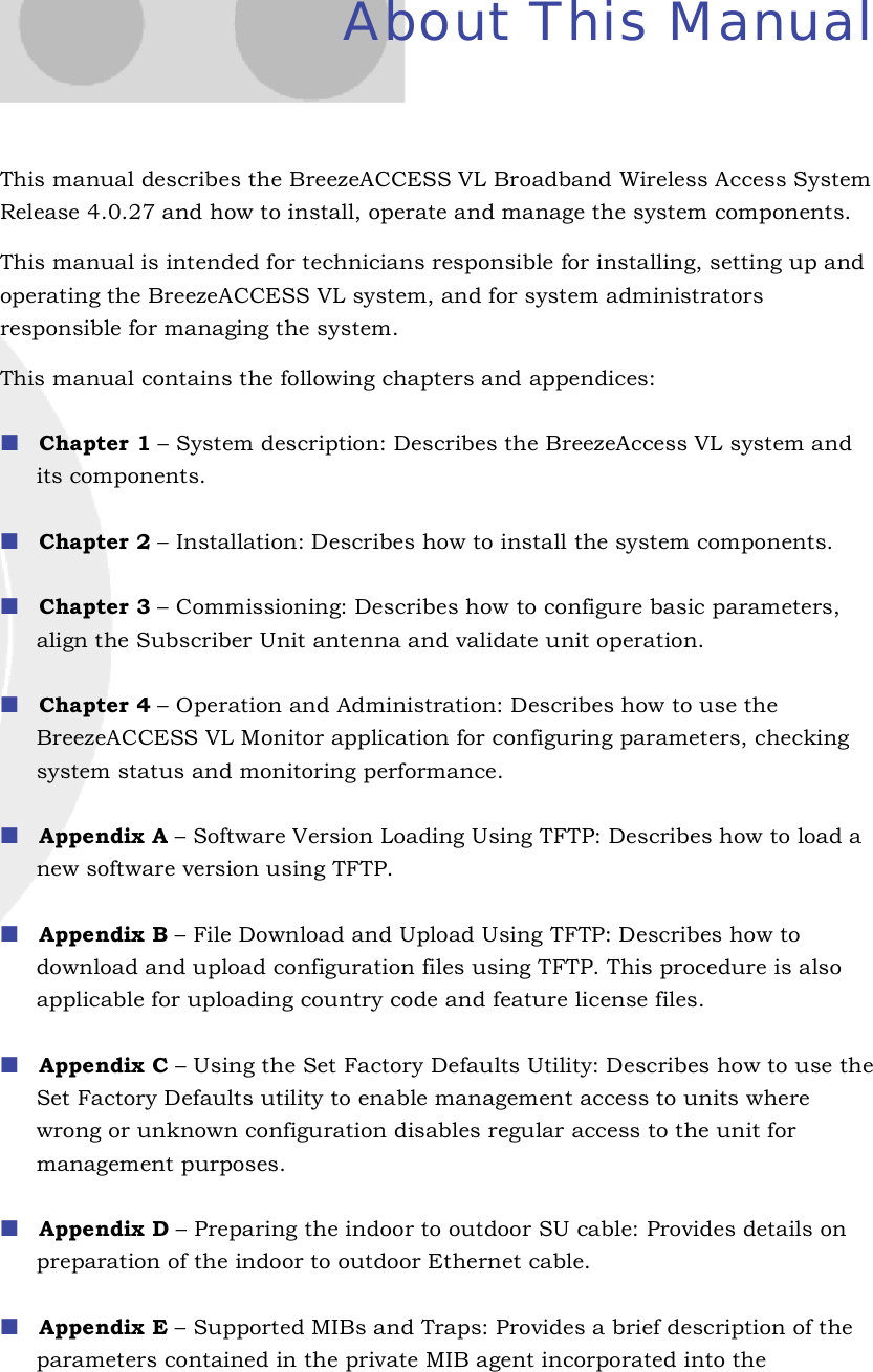 Page 15 of Alvarion Technologies VL-53 Wireless Bridge User Manual Manual 070528 DRAFT4