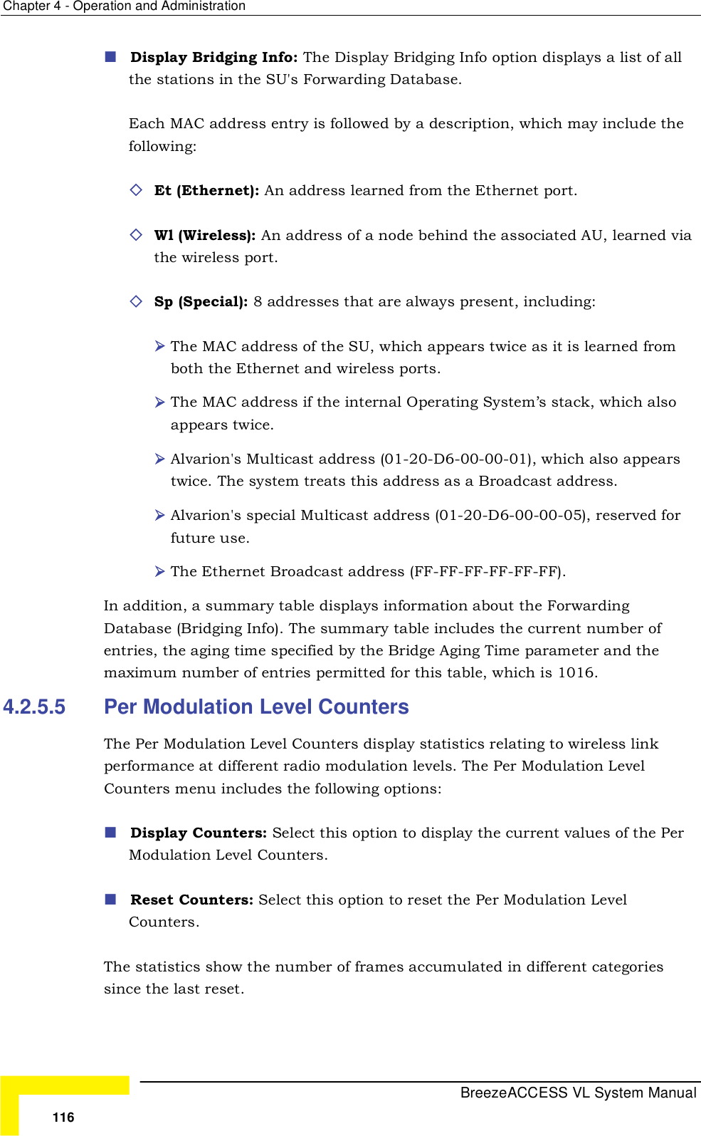 Page 42 of Alvarion Technologies VL-53 Wireless Bridge User Manual Manual 070528 DRAFT3