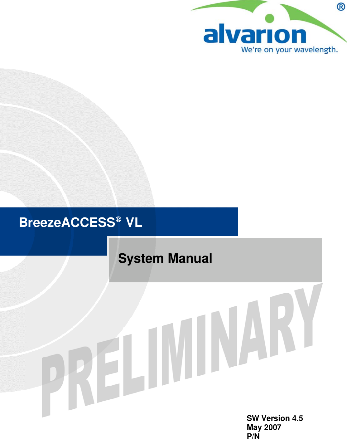 Page 1 of Alvarion Technologies VL-54 Subscriber Station User Manual Manual 070528 DRAFT5