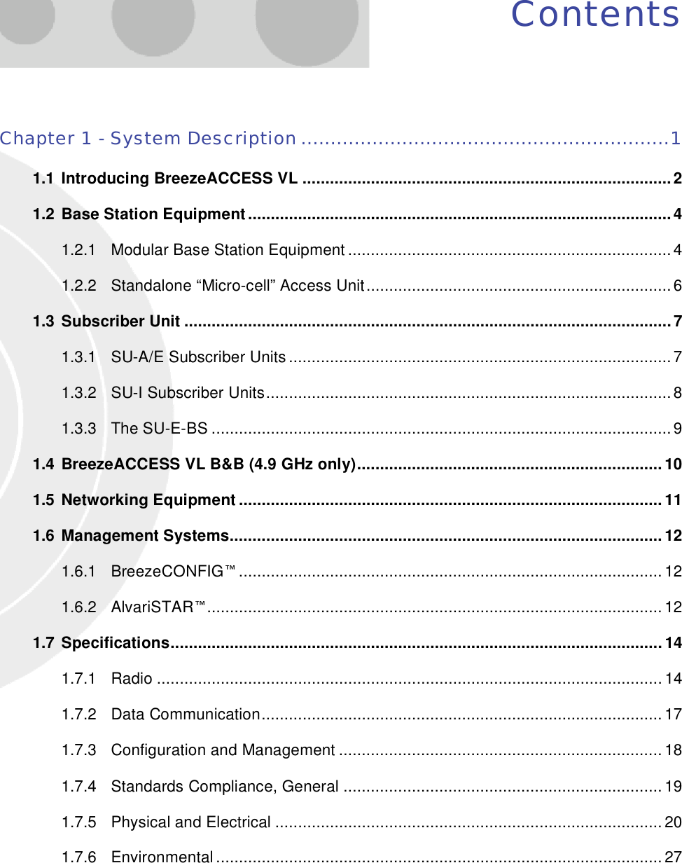 Page 17 of Alvarion Technologies VL-54 Subscriber Station User Manual Manual 070528 DRAFT5