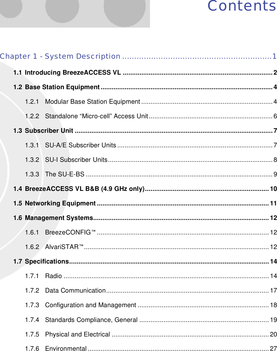 Page 17 of Alvarion Technologies VL-54C Wireless Bridge User Manual Manual 070528 DRAFT5