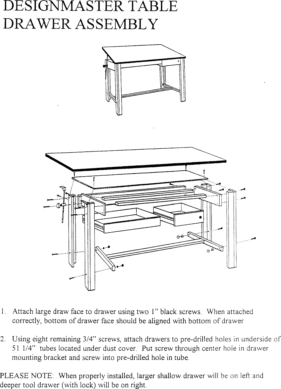 Page 1 of 1 - Alvin Alvin-Table-Drawer-Designmaster-Users-Manual-  Alvin-table-drawer-designmaster-users-manual