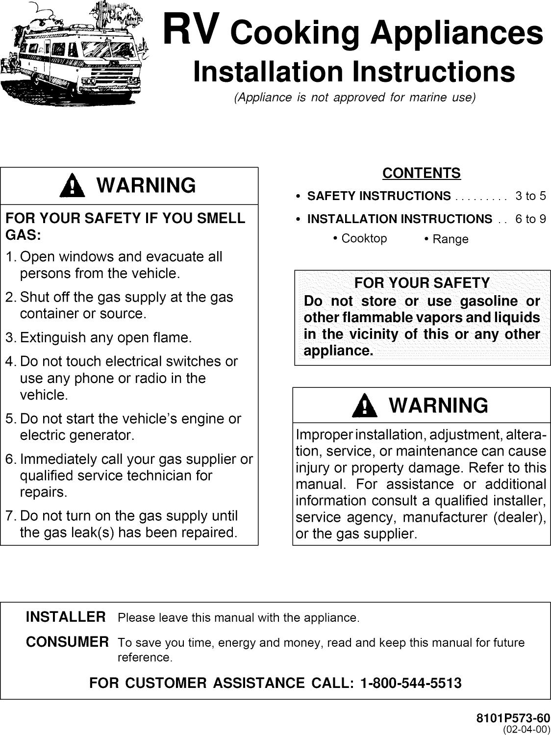 Amana ALY1620BDB00 User Manual 22 GAS RV RANGE SEALED BURNERS Manuals