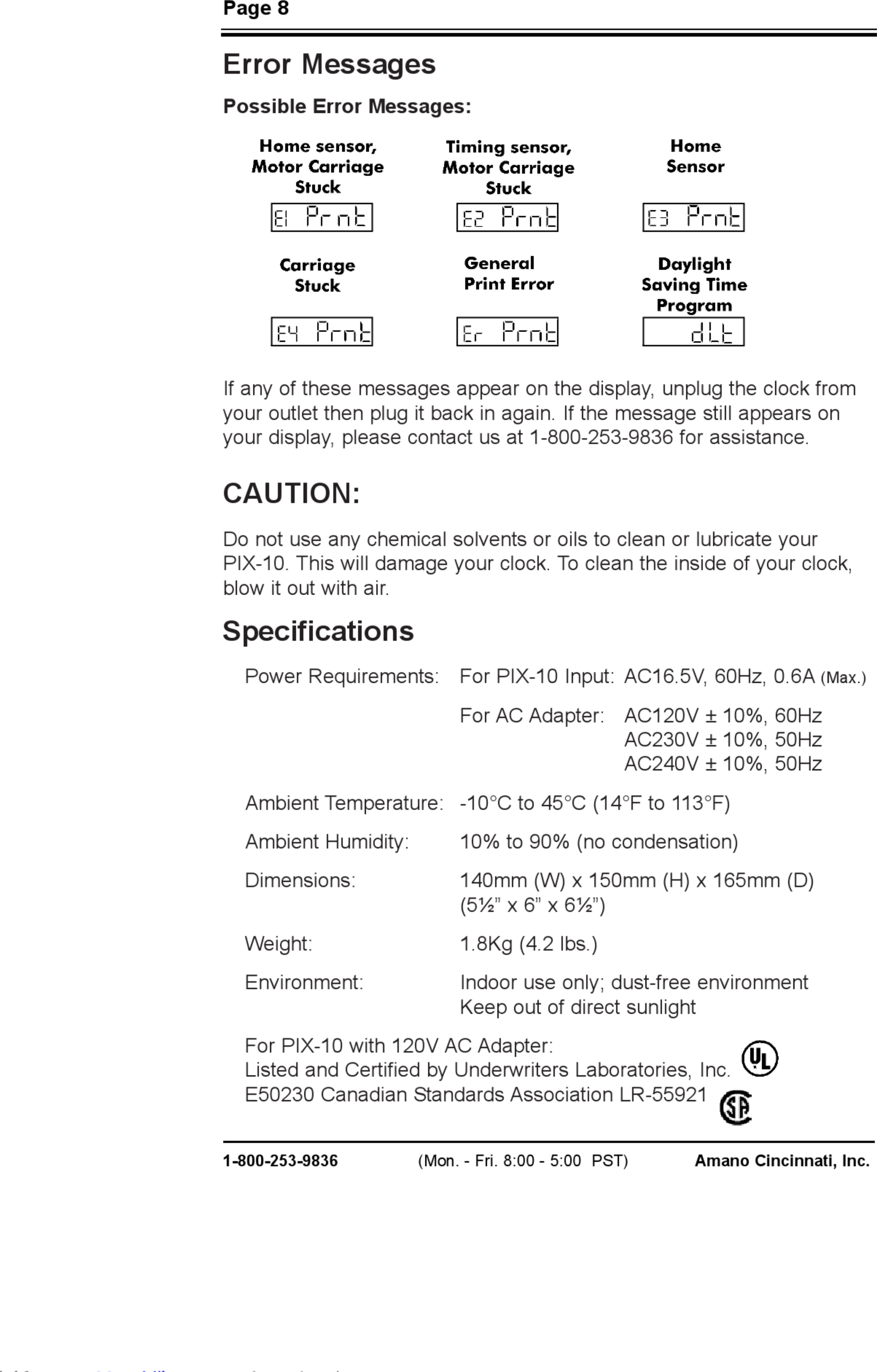 Page 10 of 12 - Amano Amano-Pix-10-User-Manual-1003291 User Manual