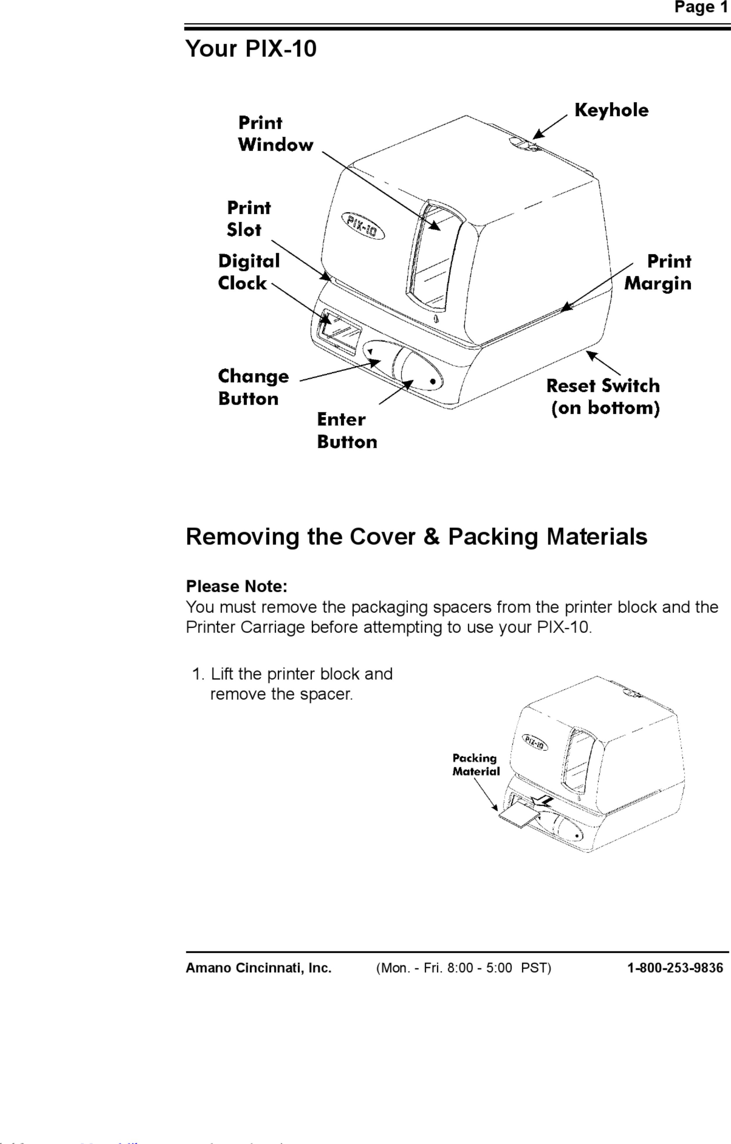 Page 3 of 12 - Amano Amano-Pix-10-User-Manual-1003291 User Manual