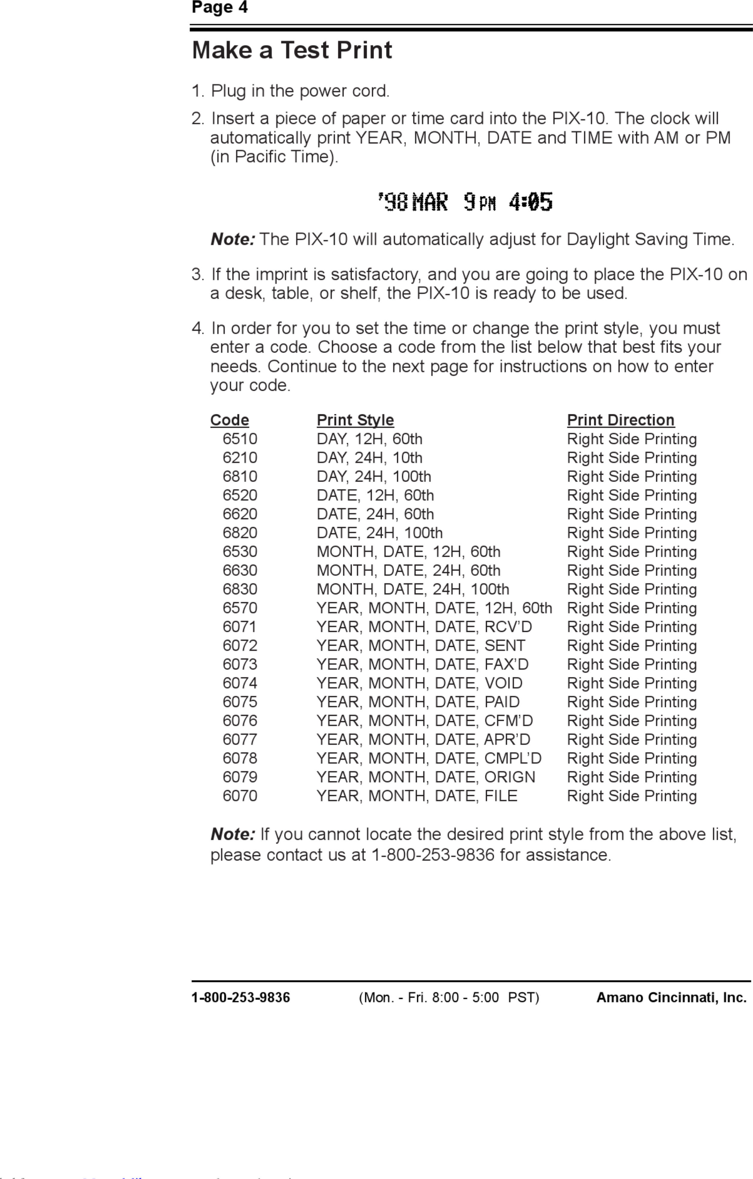 Page 6 of 12 - Amano Amano-Pix-10-User-Manual-1003291 User Manual