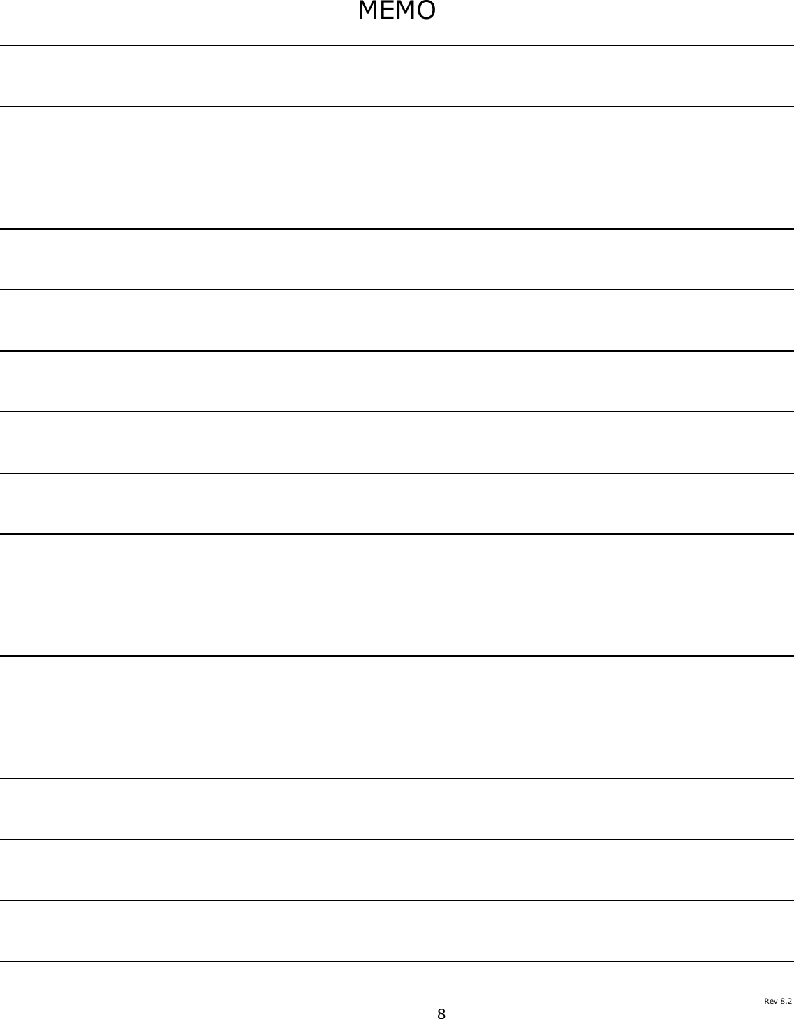  8 MEMO                                                   Rev 8.2 