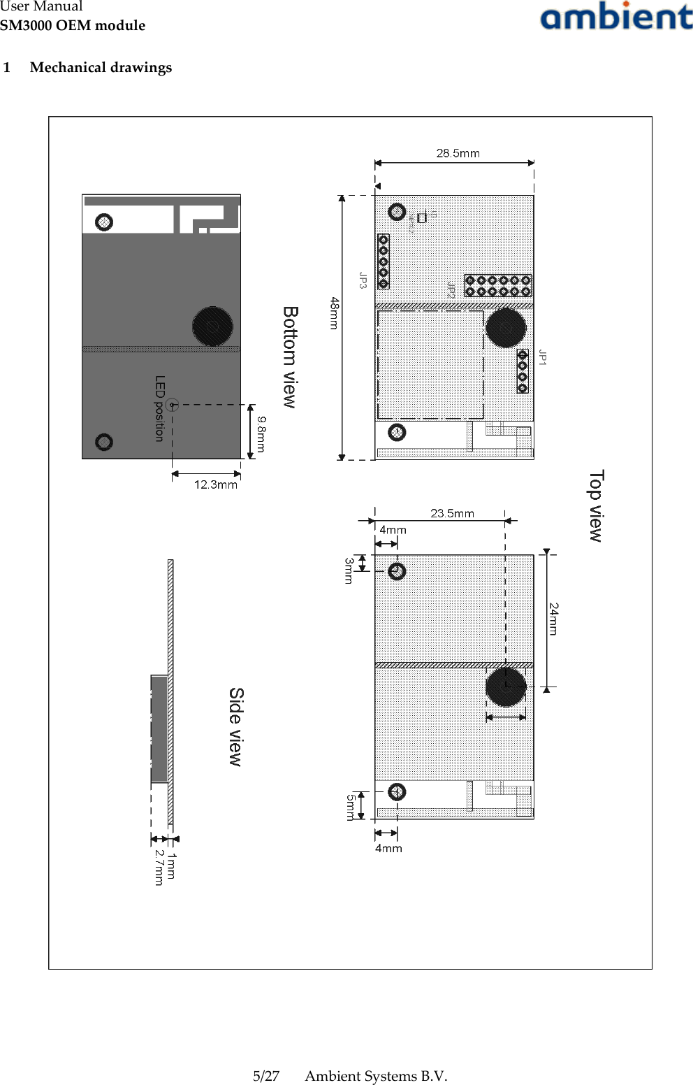 User ManualSM3000 OEM module 1  Mechanical drawings5/27 Ambient Systems B.V.