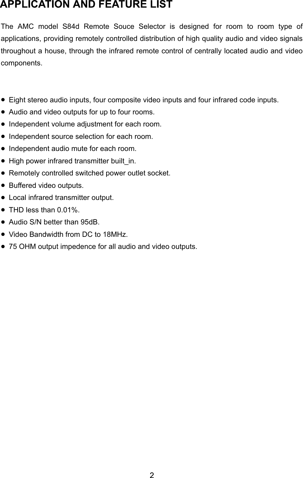 Page 3 of 11 - Amc Amc-S84D-Users-Manual-  Amc-s84d-users-manual