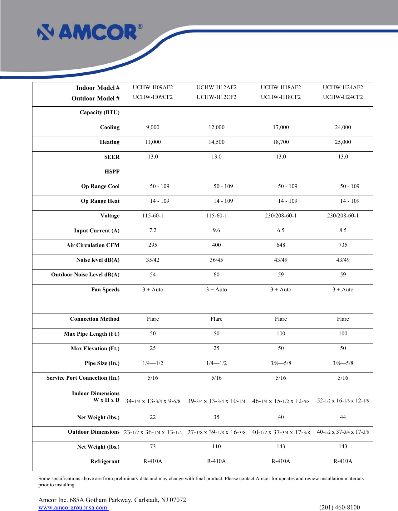 Page 2 of 2 - Amcor Amcor-Amcoraire-Duo-Uchw-H12Cf2-Users-Manual- Sell Sheet 2007 Single Zone Amcor-amcoraire-duo-uchw-h12cf2-users-manual