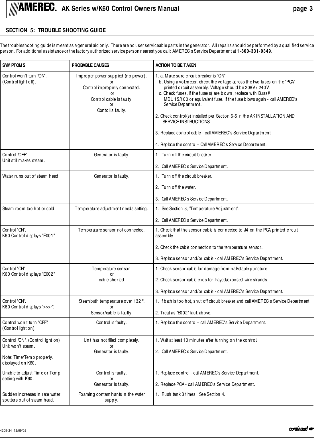 Page 3 of 4 - Amerec Amerec-Steambath-Generator-Ak10-Users-Manual- X  Amerec-steambath-generator-ak10-users-manual