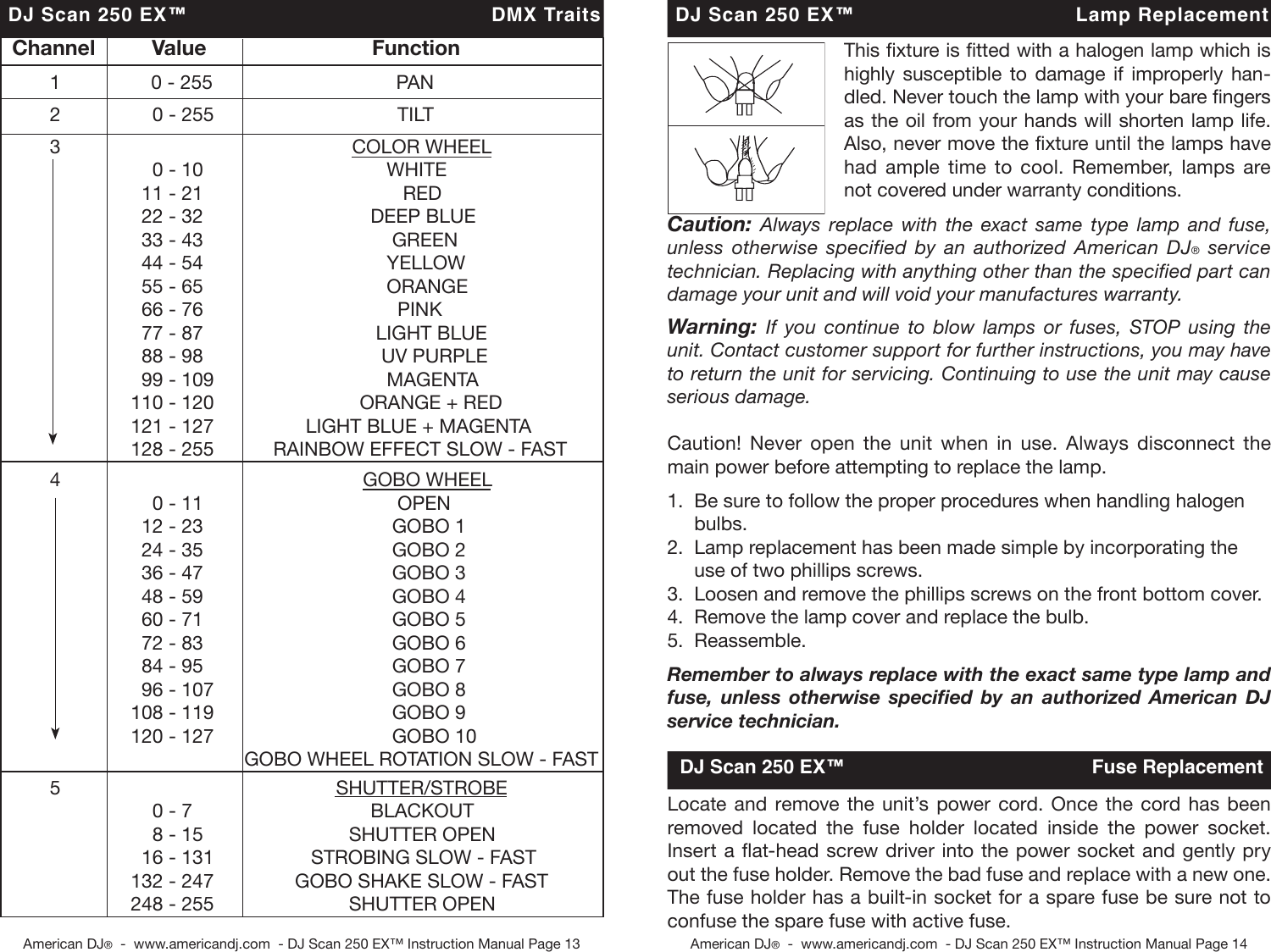 Page 7 of 10 - American-Dj American-Dj-Dj-Scan-250Ex-Users-Manual-  American-dj-dj-scan-250ex-users-manual