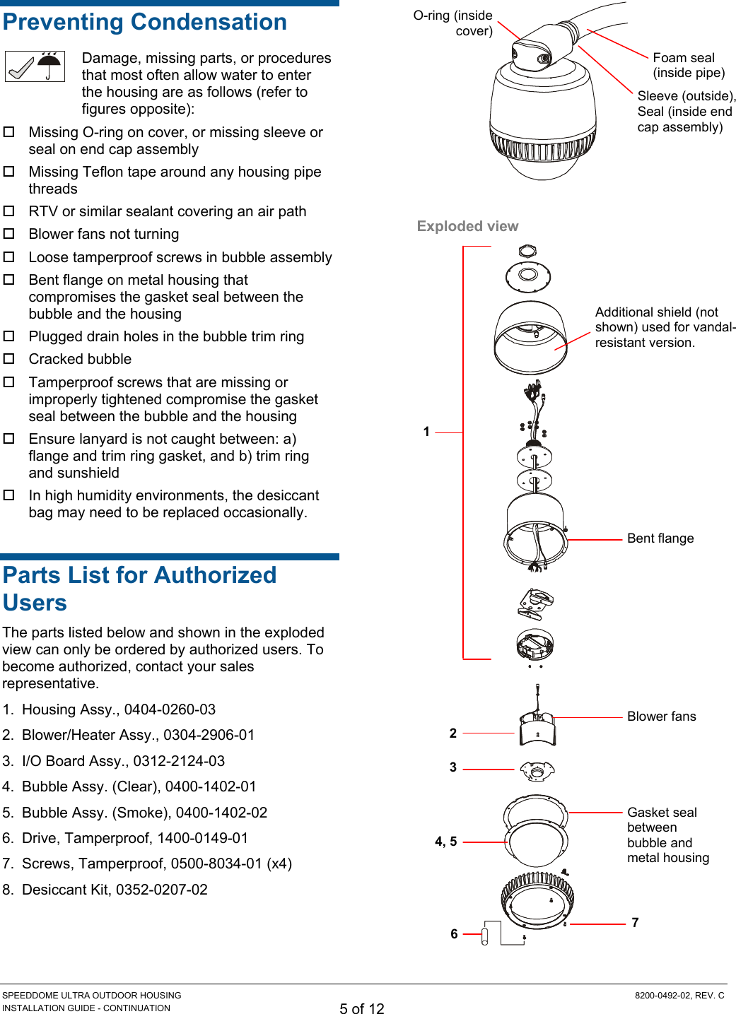 Page 5 of 12 - American-Dynamics American-Dynamics-Speeddome-Ultra-Outdoor-Housing-Adsduhoc-Users-Manual- SpeedDome Ultra 8 Outdoor Housing Install Guide 8200-0492-02  American-dynamics-speeddome-ultra-outdoor-housing-adsduhoc-users-manual