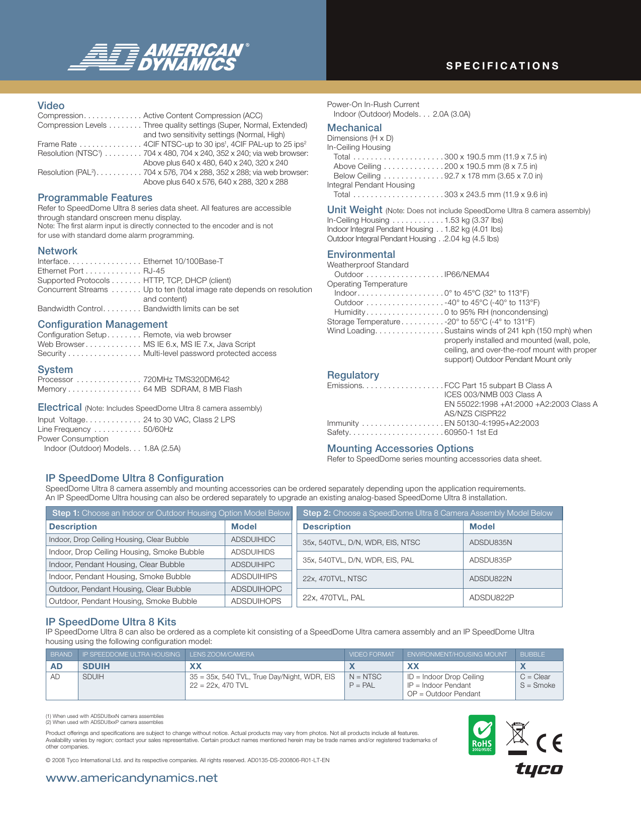 Page 2 of 2 - American-Dynamics American-Dynamics-Tyco-8-Users-Manual- IP SpeedDome Ultra Data Sheet EN - LT  American-dynamics-tyco-8-users-manual